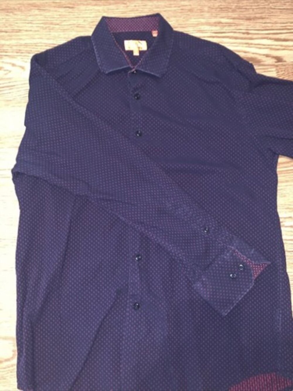 Tallia Men's Long Sleeve Button Up Shirt Large Dark Blue Casual